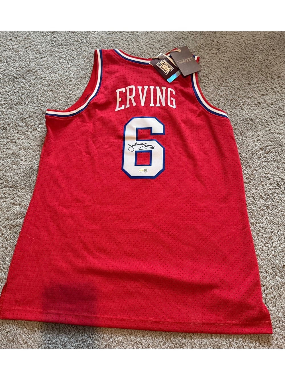 Julius Erving Dr J autographed Philadelphia 76ers jersey JSA COA
